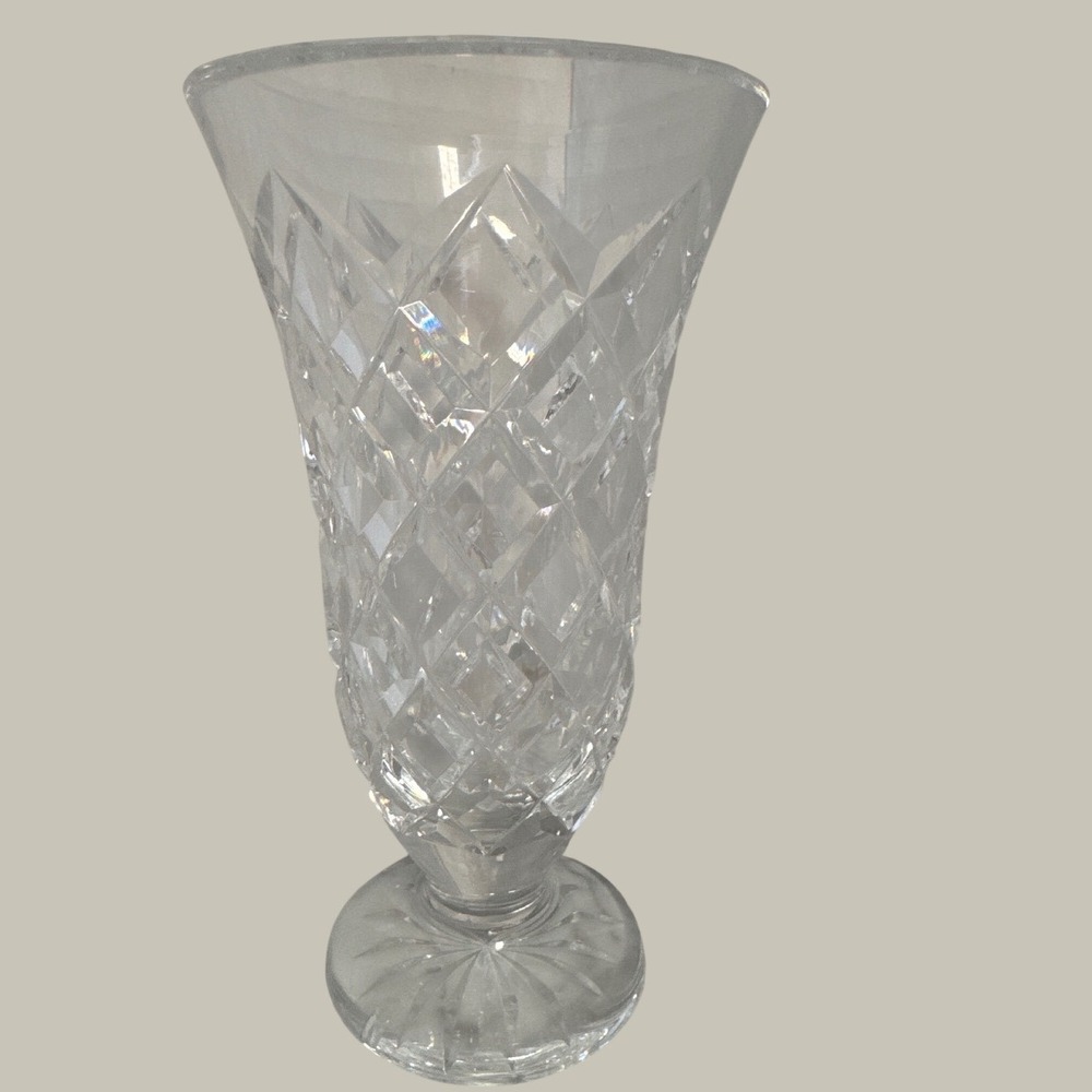 Waterford Crystal Lismore 7 Inch Footed Trumpet Vase Cut Lead Glass Clear